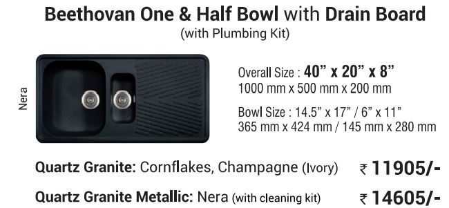 Kitchen Sink - Beethovan one & half Bowl